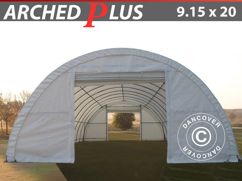 Rundbuehall 9,15x20x4,5m, PVC, Hvit