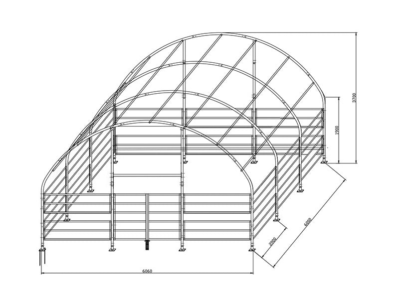 Husdyrtelt 6x6x3,7m, PVC, Grønt