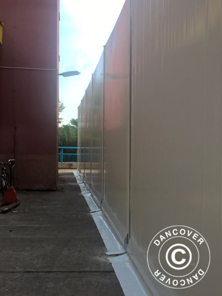 Industriell telthall Alu 15x55x6,03m m/skyveport, PVC, hvit