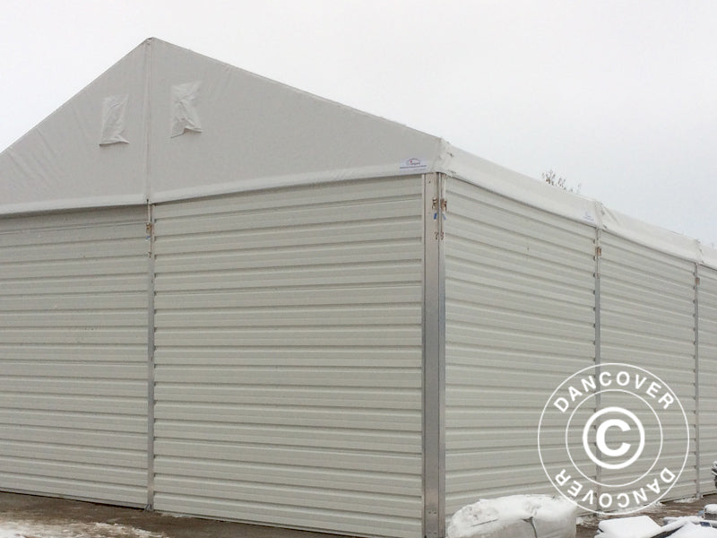 Industriell telthall Alu 20x30x8,04m m/skyveport, PVC/metall, hvit