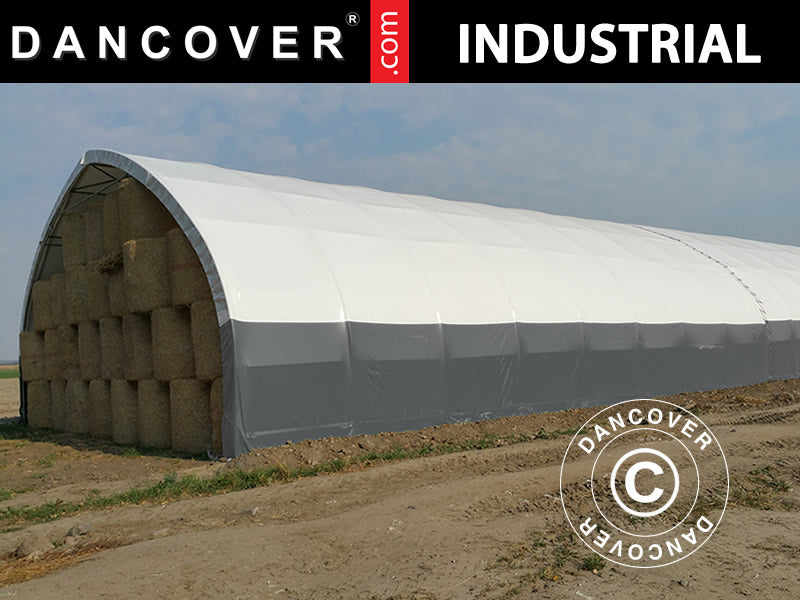 Telthall, rundbuehall 10x15x5,54m, PVC, Hvit/Grå