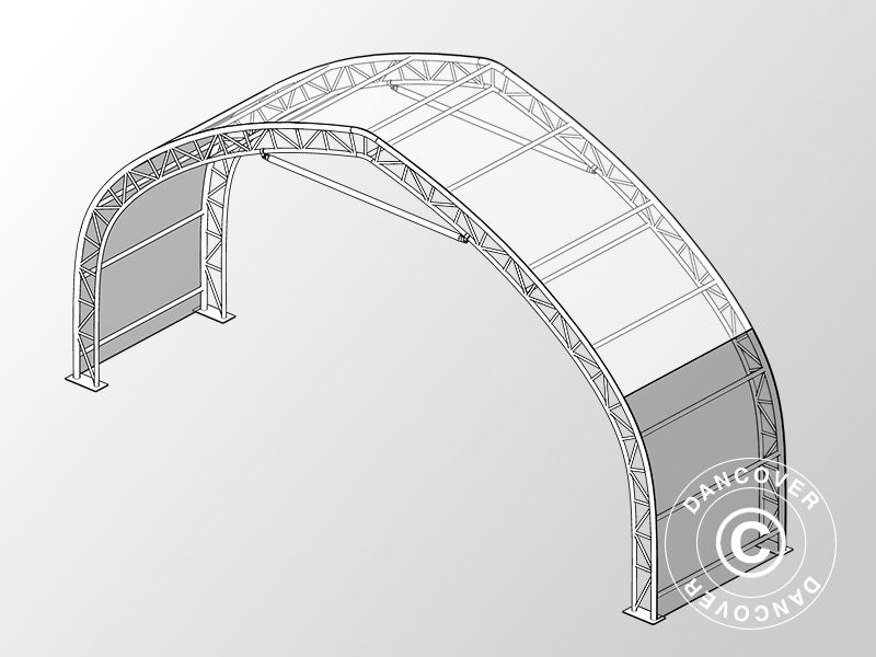 Forlengelse 2m til telthall, rundbuehall 12x16x5,88m, PVC, Hvit/Grå