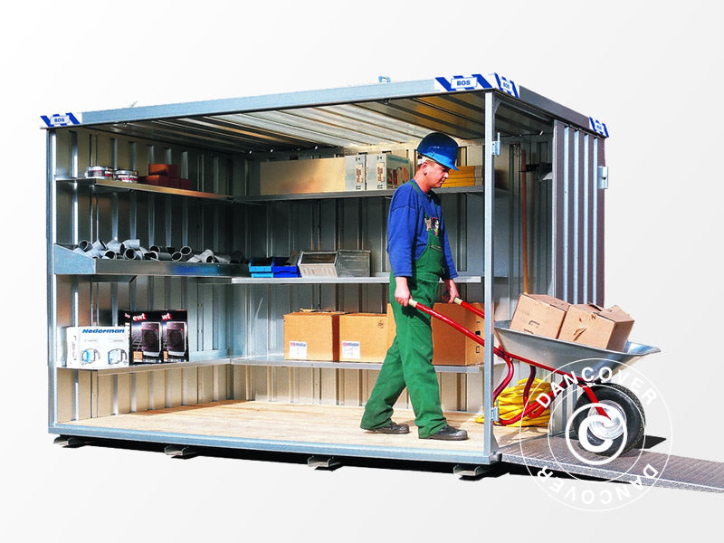 Container, Rigel, 6,1x2,1x2,1m m/ doble sidehengslede dører, sølvfarget