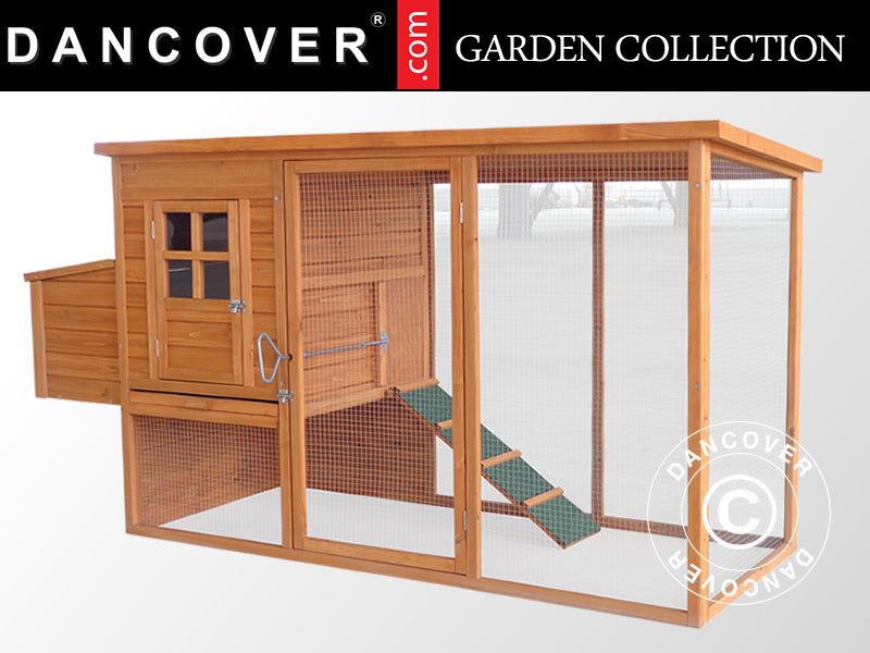 Hønsehus/hønsegård, 1,97x0,755x1,03m, Brun