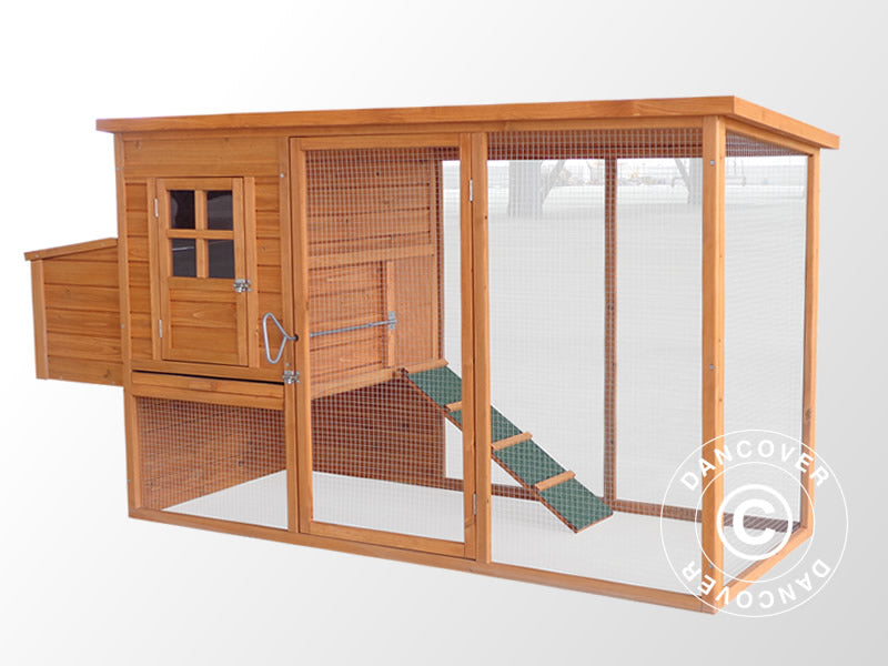 Hønsehus/hønsegård, 1,97x0,755x1,03m, Brun