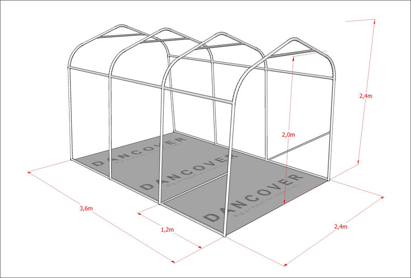 Oppbevaringstelt PRO 2,4x3,6x2,34m PE, Grå