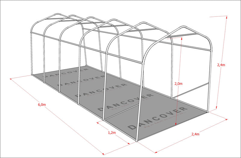 Oppbevaringstelt PRO 2,4x6x2,34m PE, Grå