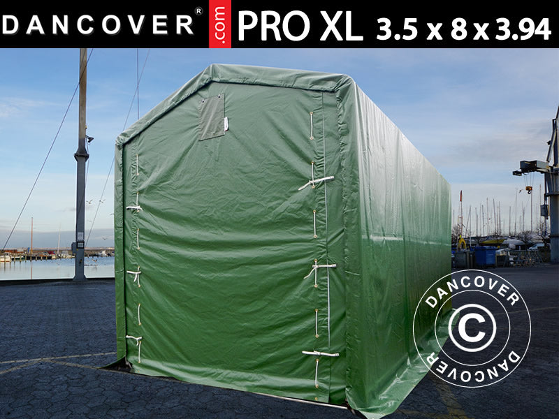 Lagertelt PRO XL 3,5x8x3,3x3,94m, PVC, Grønn