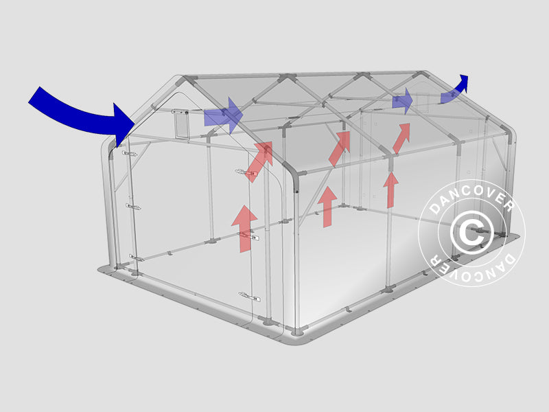 Lagertelt PRO 4x6x2x3,1m, PVC, Grå