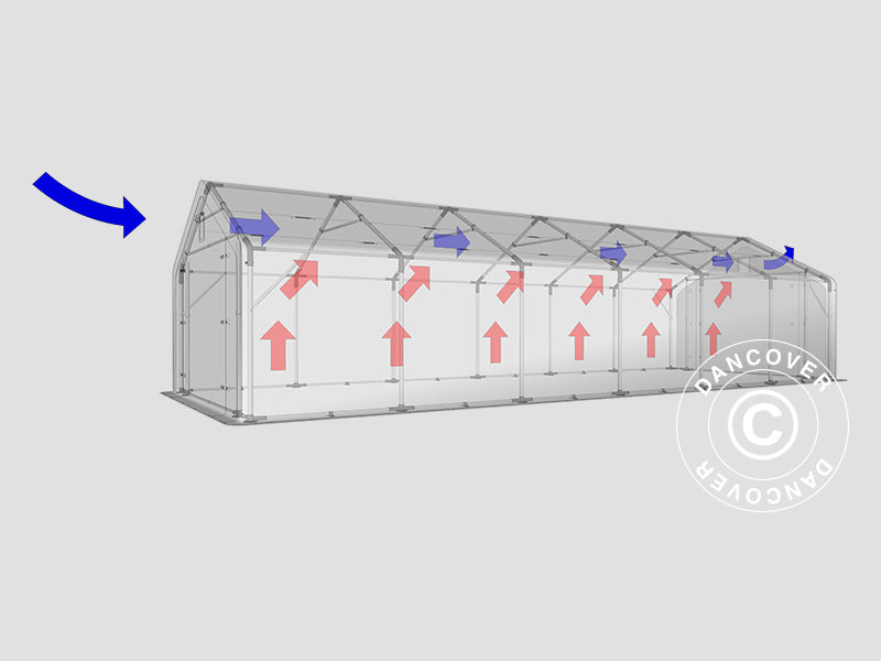 Lagertelt PRO 4x12x2x3,1m, PVC, Grå