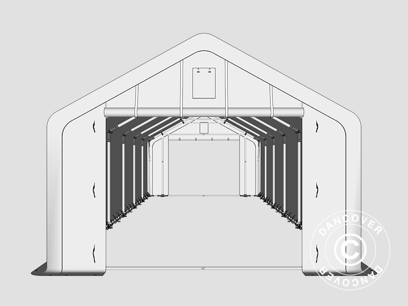 Lagertelt PRO 4x12x2x3,1m, PVC, Grå