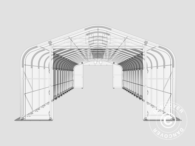 Lagertelt PRO 6x18x3,7m PVC m/hvitt takpanel, Grønn