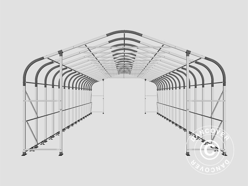 Lagertelt PRO 6x18x3,7m PVC m/hvitt takpanel, Grønn