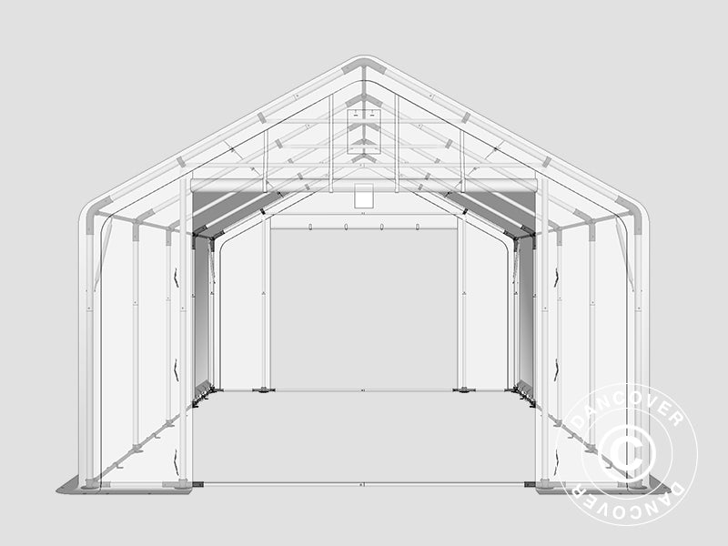 Lagertelt PRO 5x8x2,5x3,89m, PVC, Grønn