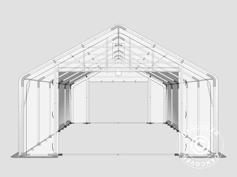 Lagertelt PRO 5x10x2x3,39m, PVC, Grønn