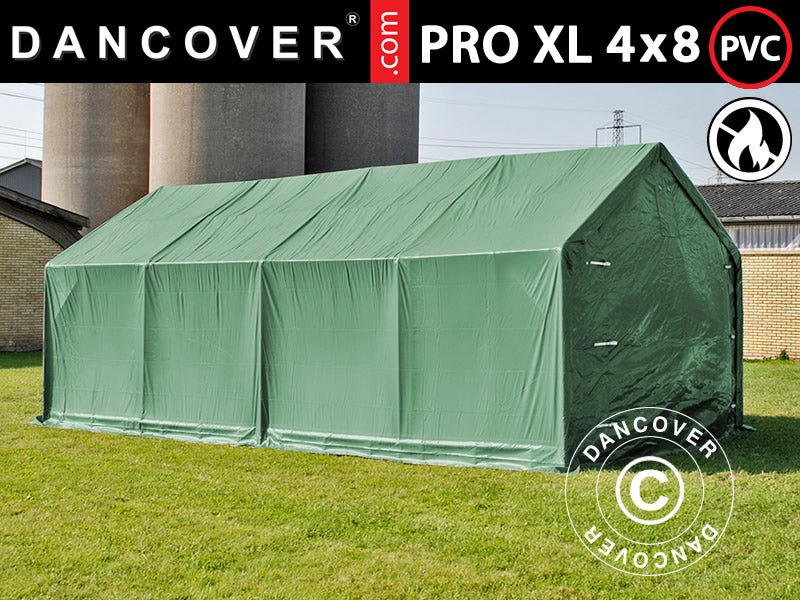 Lagertelt PRO 4x8x2,5x3,6m, PVC, Grønn