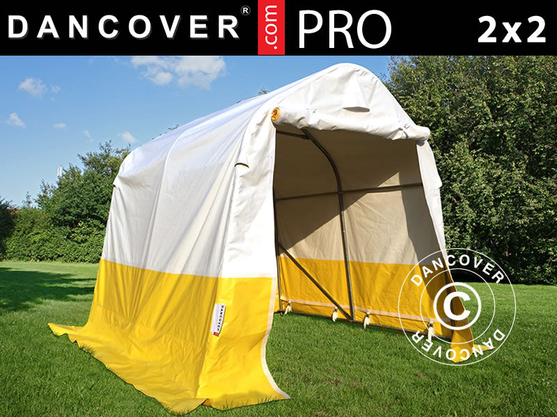 Arbeids- og lagertelt PRO 2x2x2m, PVC, hvit/gul, flammehemmende