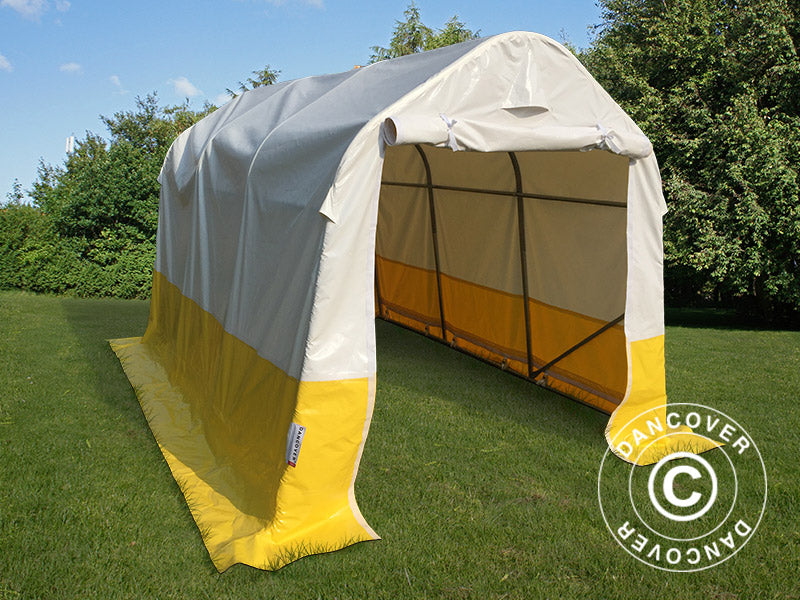 Arbeids- og lagertelt PRO 2x3x2m, PVC, hvit/gul, flammehemmende
