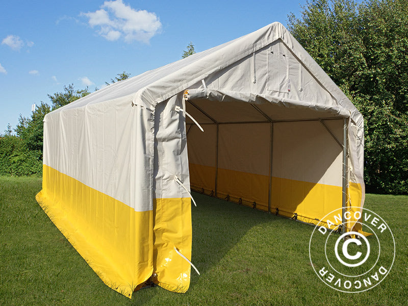 Lager- og arbeidstelt PRO 4x6m, PVC, hvit/gul, flammehemmende