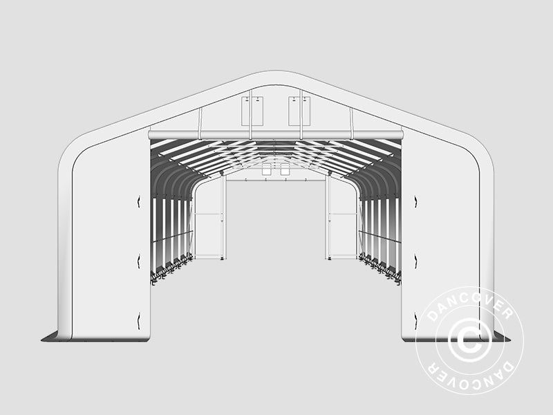 Lagertelt PRO 6x12x3,7m PVC m/hvitt takpanel, Grå
