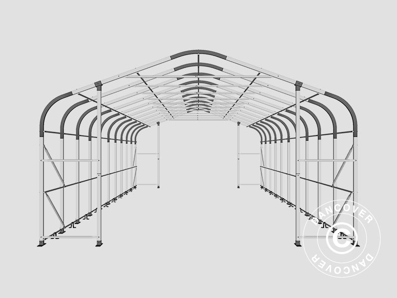 Lagertelt PRO 6x12x3,7m PVC m/hvitt takpanel, Grå
