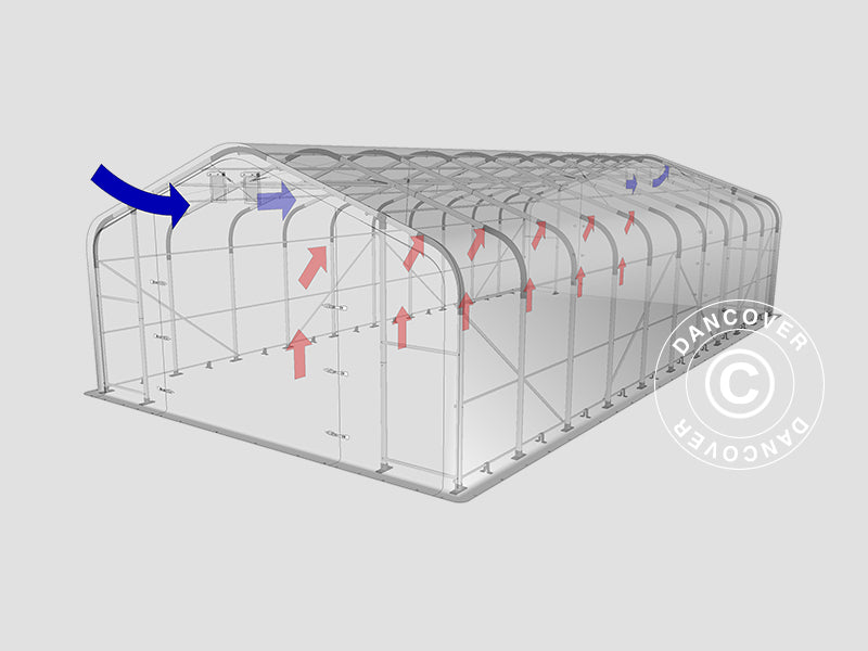 Lagertelt PRO 7x14x3,8m PVC m/hvitt takpanel, Grå