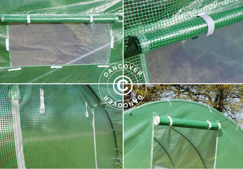 Polytunnel Drivhus 2x4,5x2m, 9m², Grønn