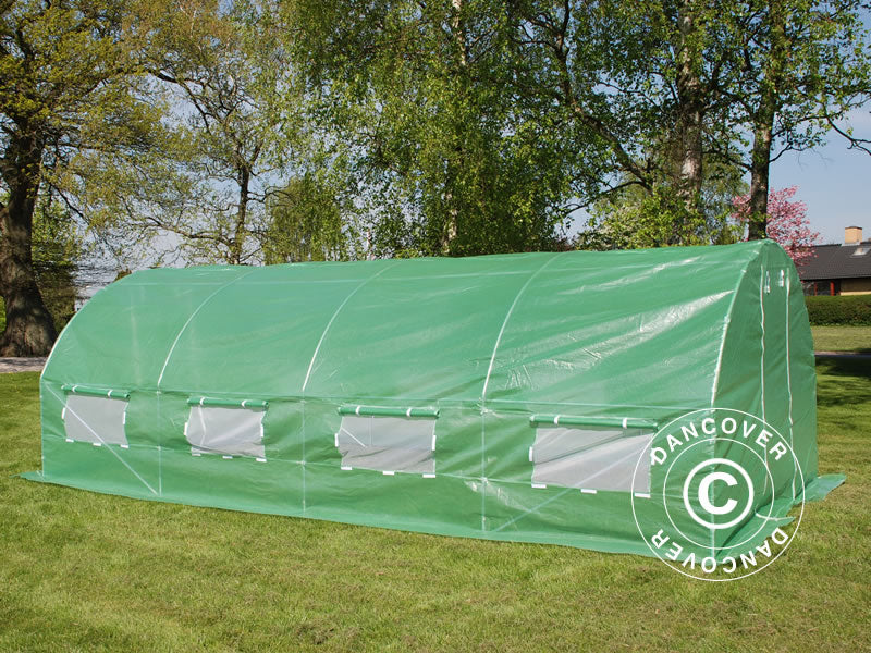 Polytunnel Drivhus 3x8x2m, 24m², Grønn