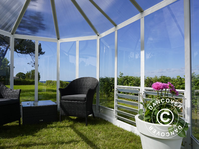 Orangeri polykarbonat 6,96m², 2,41x3,3x2,58m, hvit