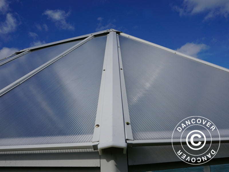 Orangeri polykarbonat 6,96m², 2,41x3,3x2,58m, hvit