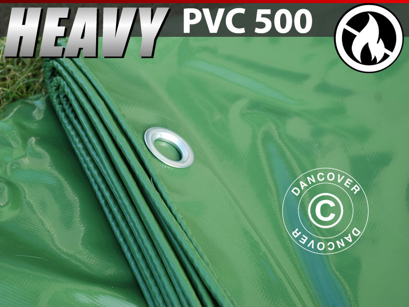 Presenning 5x7m, PVC 500g/m² Grønn, Flammehemmende