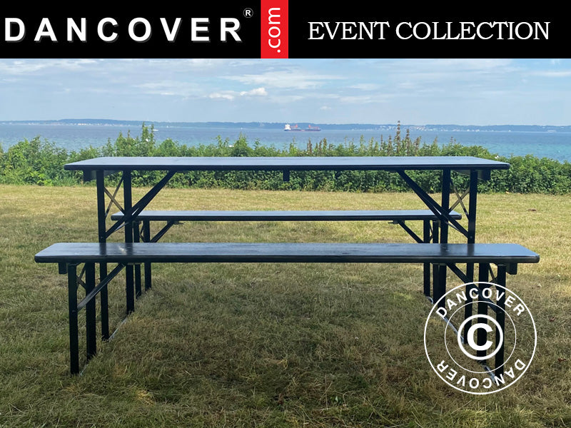 Bord- og benkesett PRO 180x60x78cm, Svart