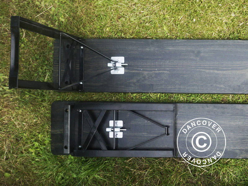 Bord- og benkesett PRO 220x60x78cm, Svart