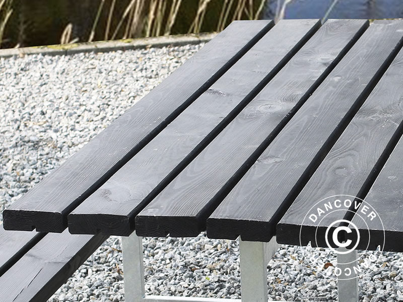 Piknikbord, 1,4x1,75x0,72m, Svart