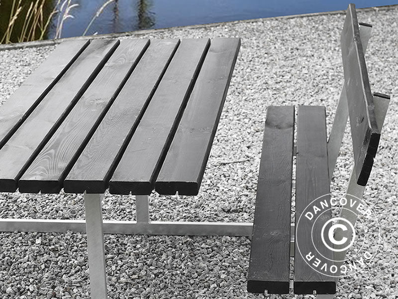 Piknikbord m/rygg, 1,8x1,75x0,85m, Svart