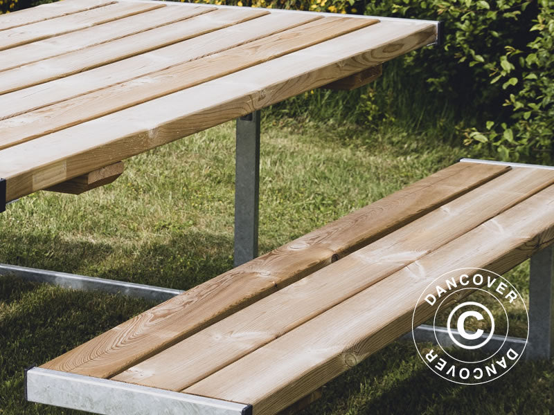 Piknik-bord, 1,85x1,8x0,75m, Lyst træ