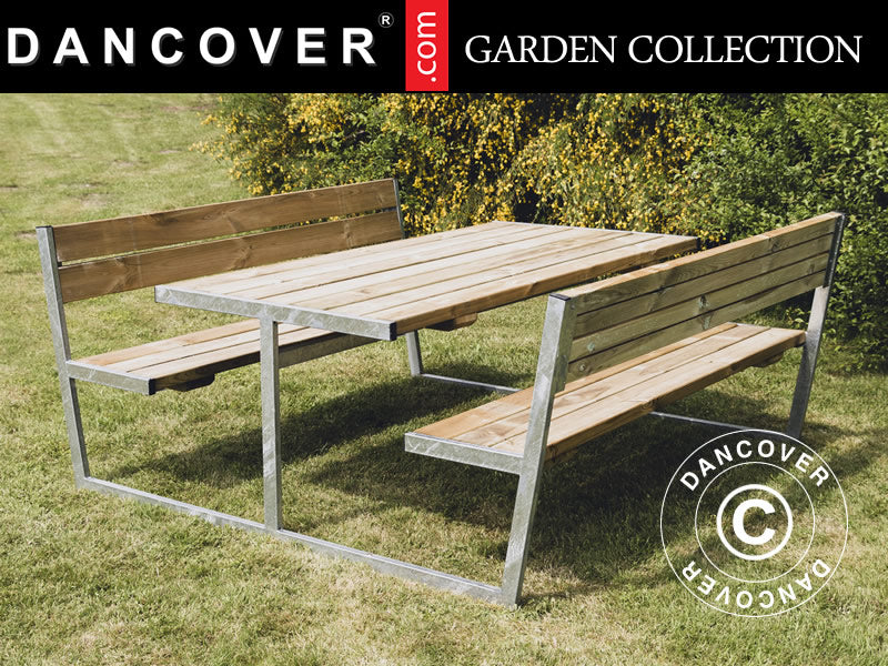 Piknik-bord m/ryggstøtte, 2,05x1,8x0,85m, Lyst træ