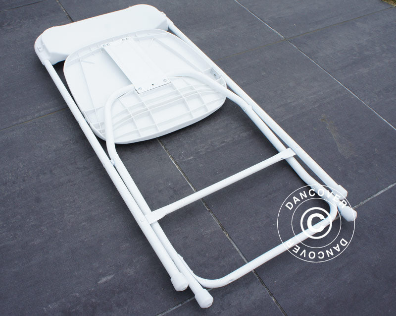 Rundt klappbord 154 cm Ø + 8 stoler, Lysegrå/Hvit