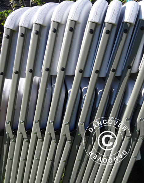 Festpakke, 1 klappbord (240cm) + 8 stoler, Lysegrå/Hvit