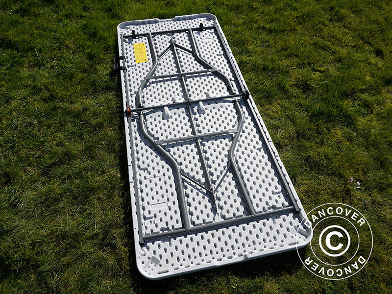 Festpakke, 1 klappbord (180cm) + 8 stoler, Lysegrå/Hvit