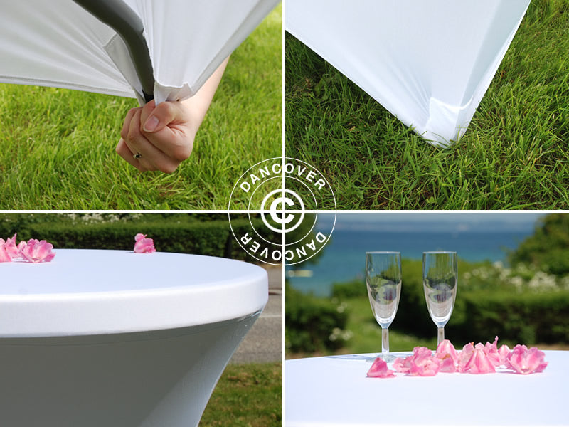 Stretch bord dekke Ø116x74cm, Hvit