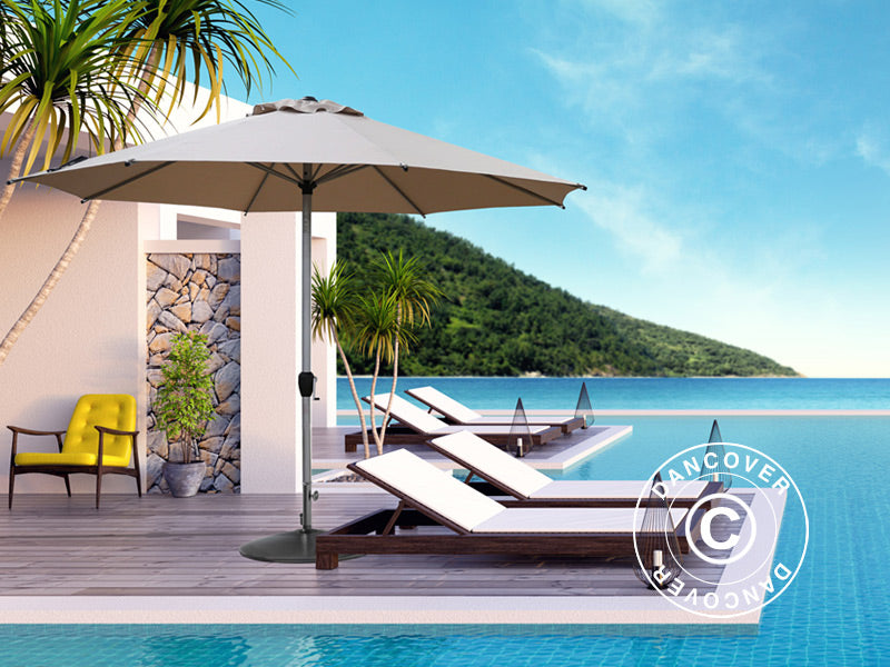 Parasoll Lyon, Ø3m, Lysegrå