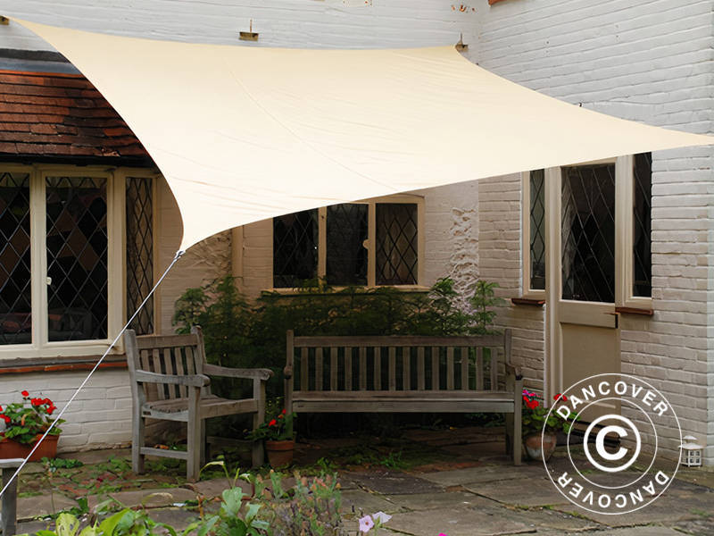 Solseil 3x4m, Rektangulært, Sandfarge