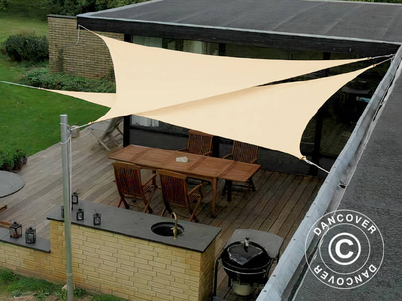 Solseil 3,6x3,6x3,6m, Trekantet, Sand