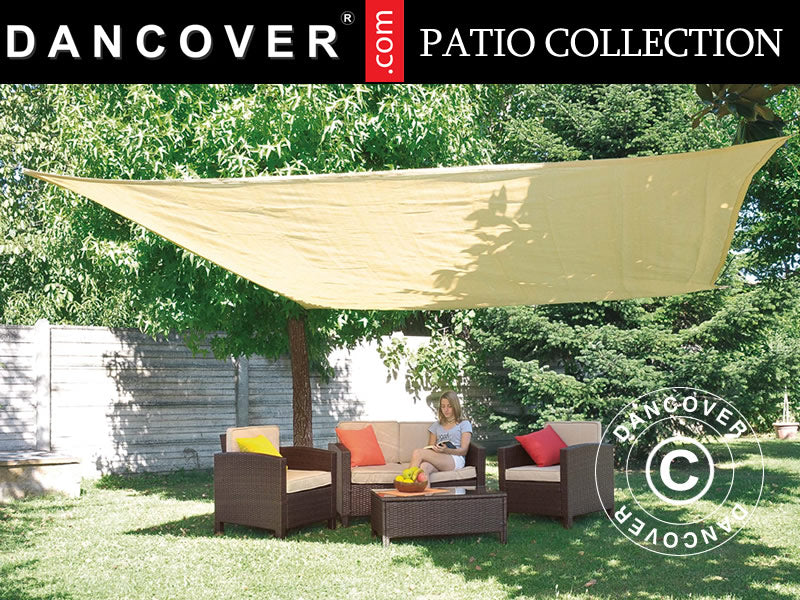 Solseil 5x5m, firkantet, Beige