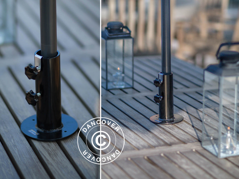 Parasoll base for tre terrasse, Svart