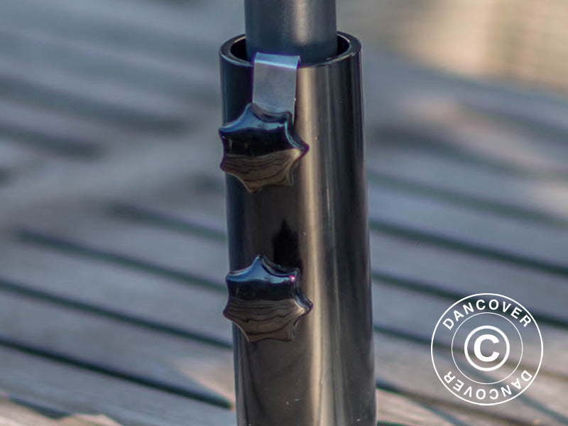 Parasoll base for tre terrasse, Svart