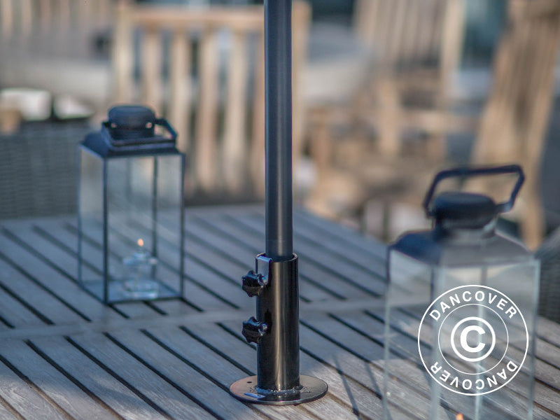 Parasoll base for tre terrasse, Svart