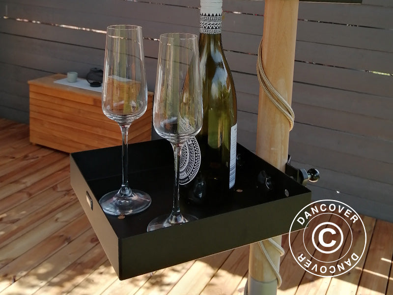 Parasollbord, 25x25cm, Svart, 1 stk.