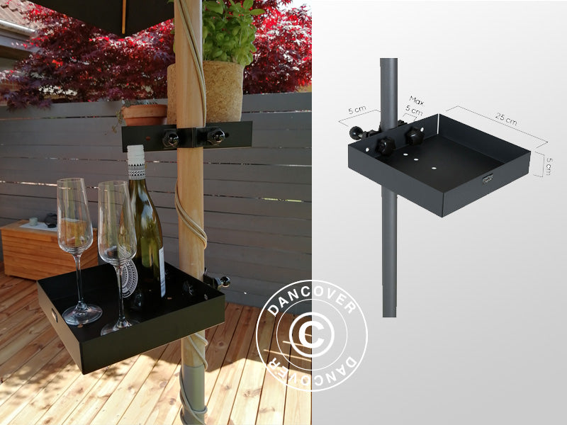 Parasollbord, 25x25cm, Svart, 1 stk.